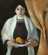 August Macke Portrait with Apples : Wife of the Artist oil on canvas